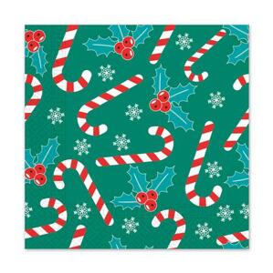 PROCOS Vánoční papírové ubrousky 33x33cm 3vrstvé cukrová tyčinka