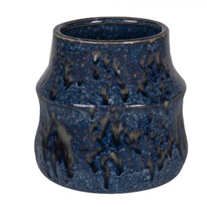 Modrý keramický obal na květináč Blue Dotty L – 17x16 cm