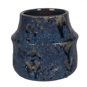Modrý keramický obal na květináč Blue Dotty M – 15x13 cm