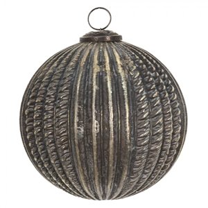 Zlato-hnědá antik skleněná ozdoba koule – 15x15 cm