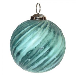Tyrkysová skleněná vánoční koule – 7x7 cm