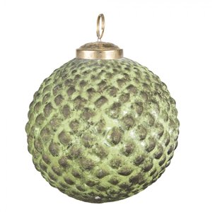 Zeleno-hnědá skleněná ozdoba koule I – 10x10 cm