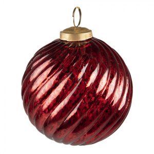 Červená skleněná vánoční ozdoba koule – 9x10 cm