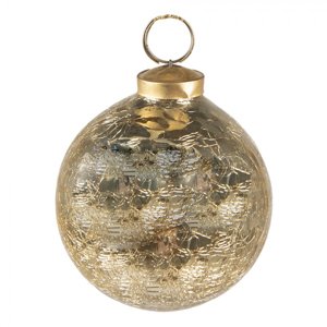 Zlatá vánoční skleněná ozdoba koule s popraskanou strukturou – 7x8 cm
