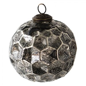 Černá antik skleněná koule Hexagon Black S – 10x10 cm