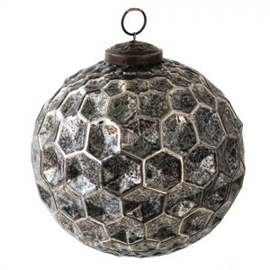 Černá antik skleněná koule Hexagon Black M – 12x12 cm