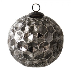 Černá antik skleněná koule Hexagon Black L – 15x15 cm