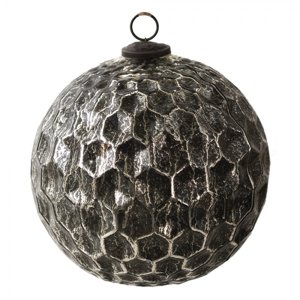 Černá antik skleněná koule Hexagon Black XL – 20x20 cm