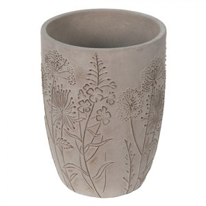 Šedý cementový obal na květináč/váza s lučními květy Wildflowers – 18x25 cm