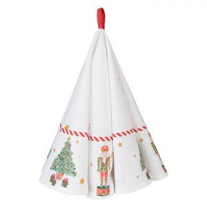 Bílá bavlněná kulatá utěrka s louskáčky Happy Little Christmas – 80 cm