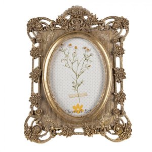 Zlatý antik fotorámeček s růžičkami Roses IV – 10x15 cm