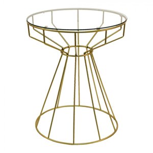 Zlatý odkládací stolek se skleněnou deskou Marius – 50x60 cm
