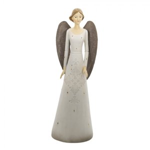 Dekorativní soška Andělky v šatech s křídly – 15x13x47 cm