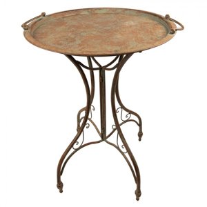Hnědý antik kovový odkládací stolek – 54x75 cm