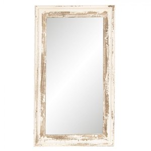 Nástěnné zrcadlo v bílém rámu s patinou – 42x3x73 cm