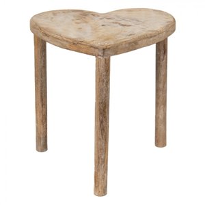 Dřevěný dekorační stolek ve tvaru srdce – 38x30x40 cm
