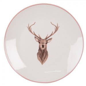 Porcelánový dezertní talíř s jelenem Cosy Lodge – 20x2 cm