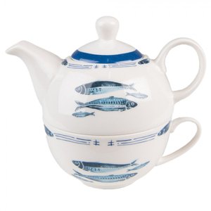 Tea for One s rybkami  Fish Blue – 400 ml / 250 ml