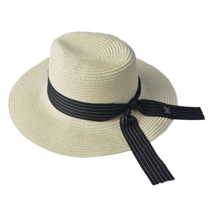 Béžový klobouk s modrou námořnickou stuhou – Margeaux