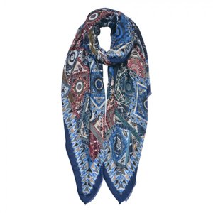 Mordý šátek s ornamenty – 85x180 cm