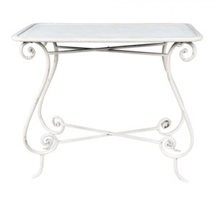 Bílý antik kovový odkládací stolek Bas-jan – 90x48x79 cm