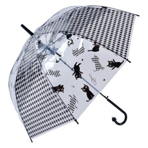 Průhledný deštník pro dospělé s černými kočičkami – 60 cm