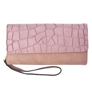 Staro růžová koženková peněženka s poutkem a imitací hadí kůže – 20x10.5 cm
