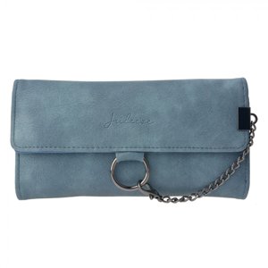 Modrá koženková peněženka s řetízkem – 19x9 cm