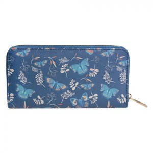 Modrá peněženka s motýlky – 10x19 cm