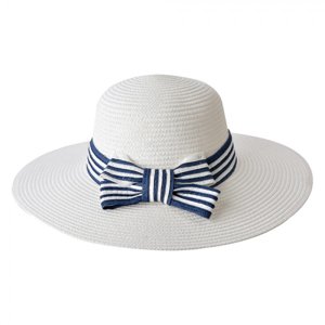 Bílý klobouk s modro bílou mašlí – Margeaux