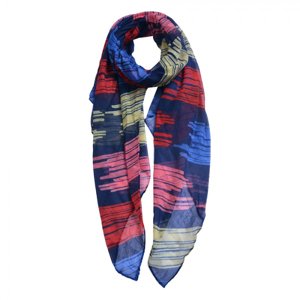 Modrý šátek s barevnými pruhy – 80x180 cm