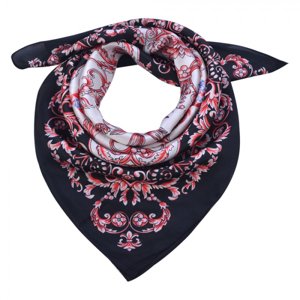 Modro bílý šátek s červenými ornamenty – 70x70 cm