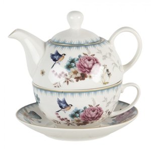 Tea for one s motivem květin a ptáčka Pivoine – 460 ml