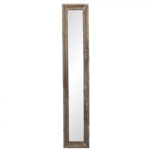 Nástěnné zrcadlo v dřevěném rámu s patinou Franck – 23x4x128 cm