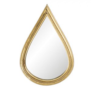 Nástěnné zrcadlo se zlatým rámem ve tvaru kapky