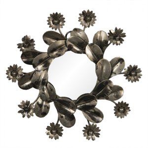 Zrcadlo s kovovým rámem s květinami – 15x2 cm