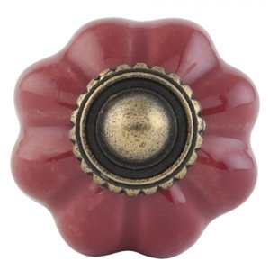 Keramická červená úchytka ve tvaru květiny – 3 cm