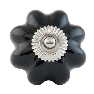 Keramická úchytka květina černá – 4 cm