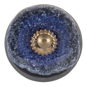 Modro-šedá keramická úchytka s mramorováním – 4 cm