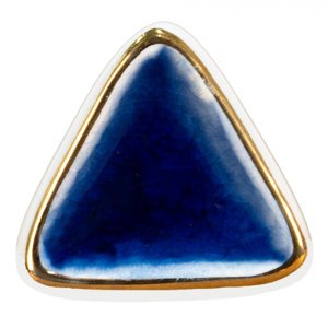 Bílo-modrá antik úchytka s popraskáním ve tvaru trojúhelníku Piera – 5x5x7 cm