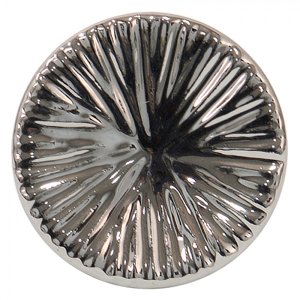 Stříbrná kulatá keramická úchytka s rýhovaným zdobením Anko – 4x3 cm