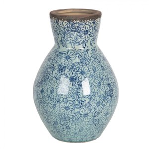 Vysoká keramická váza s kvítky ve vintage stylu ok – 16x24 cm