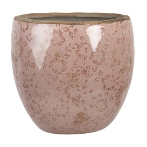 Růžový keramický květináč s popraskáním Iwan M – 18x17 cm