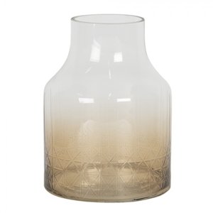 Hnědo bílá skleněná váza – 14x20 cm