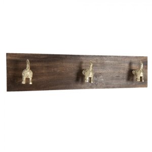 Dřevěný nástěnný věšák s knopkami psích ocásků – 44x8x10 cm