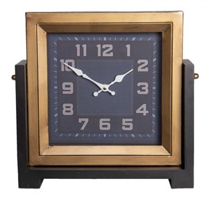 Zlato černé čtvercové stolní hodiny – 34x10x34 cm