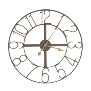 Hnědé kovové hodiny Irene se zlatými čísly – 60x2 cm