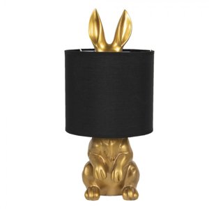 Stolní lampa v designu zlatého zajíce s textilním stínidlem