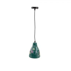 Zelené keramické stropní světlo s květy Theodoor – 18x23 cm