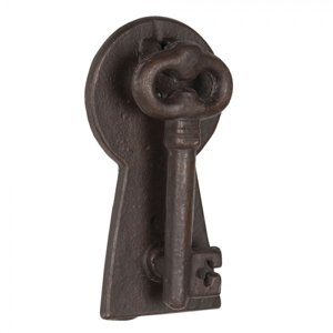 Hnědé litinové klepadlo na dveře klíč Key – 13x3x7 cm